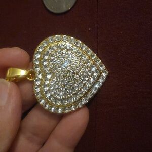 Radiant Gold Heart Pendant with Sparkling Accents
